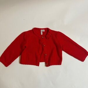Janie and Jack 18-24M Red Sweater with gold buttons